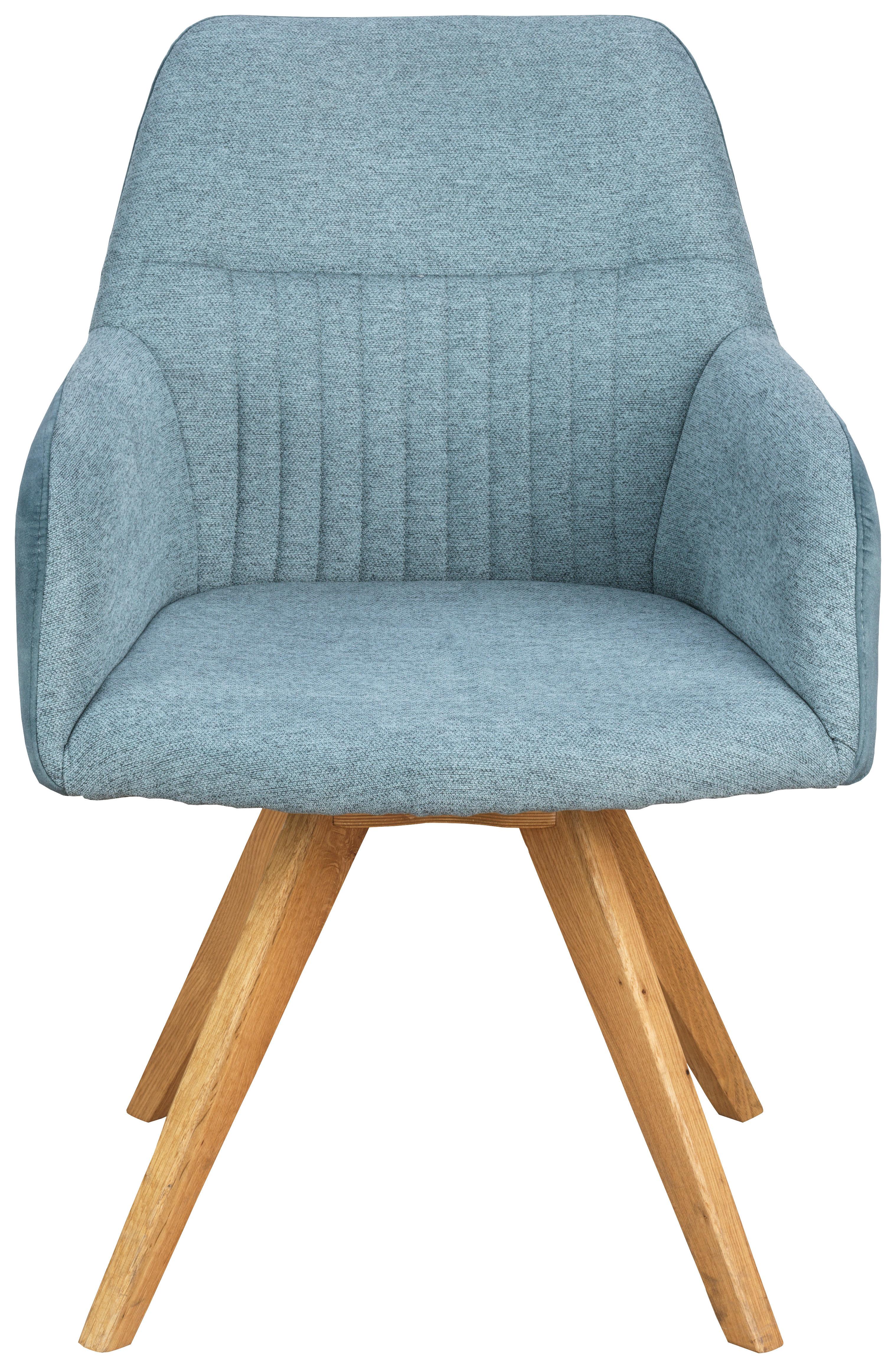 KRZESŁO Z PODŁOKIETNIKAMI VERONA - kolor dębowy/jadeitowa zieleń, Konventionell, drewno/tkanina (61/88/69cm) - Linea Natura