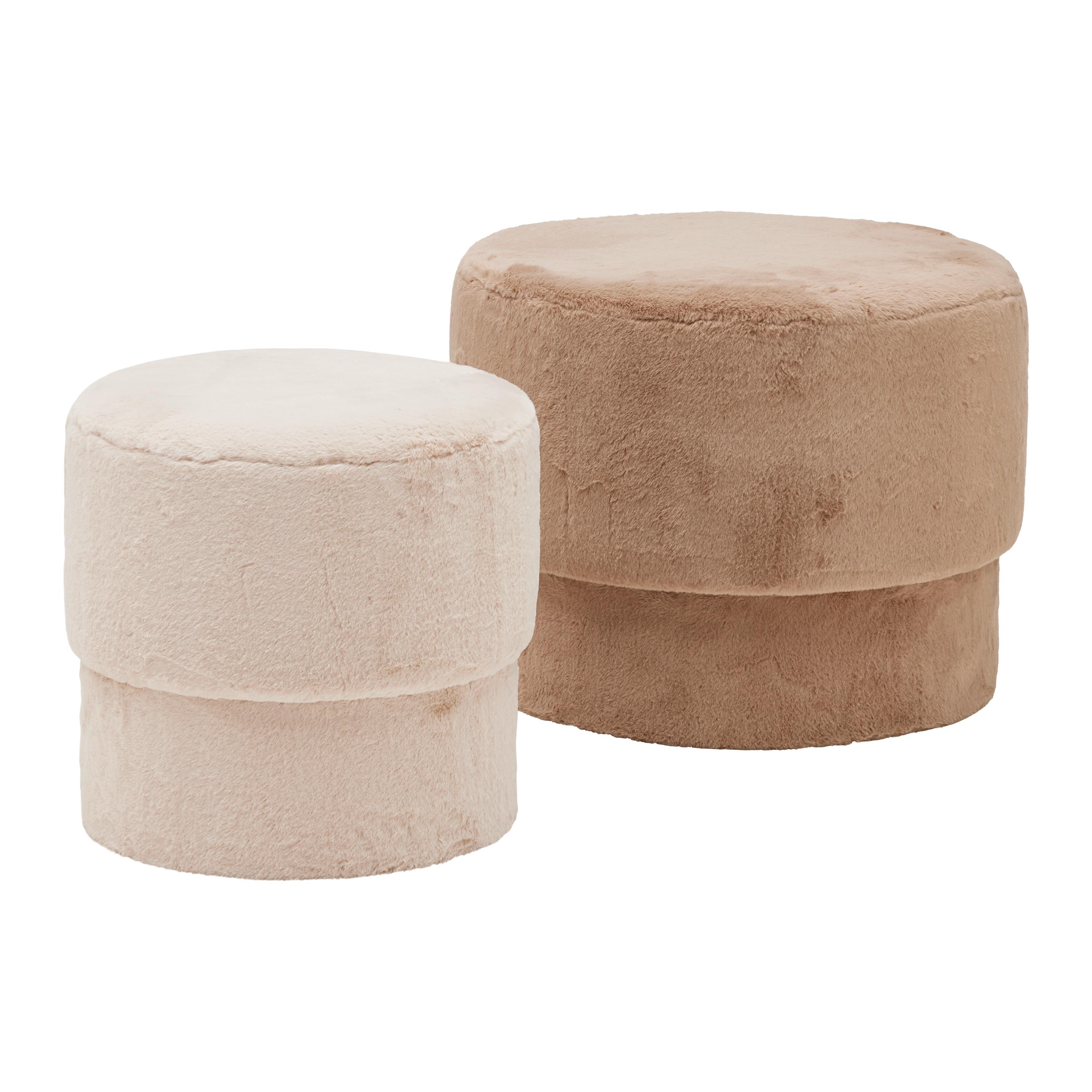 Hockerset Susa Taupe/Beige, 2-teilig - Taupe/Beige, ROMANTIK / LANDHAUS, Holzwerkstoff/Textil (56/40/56/40/42/38cm) - Premium Living