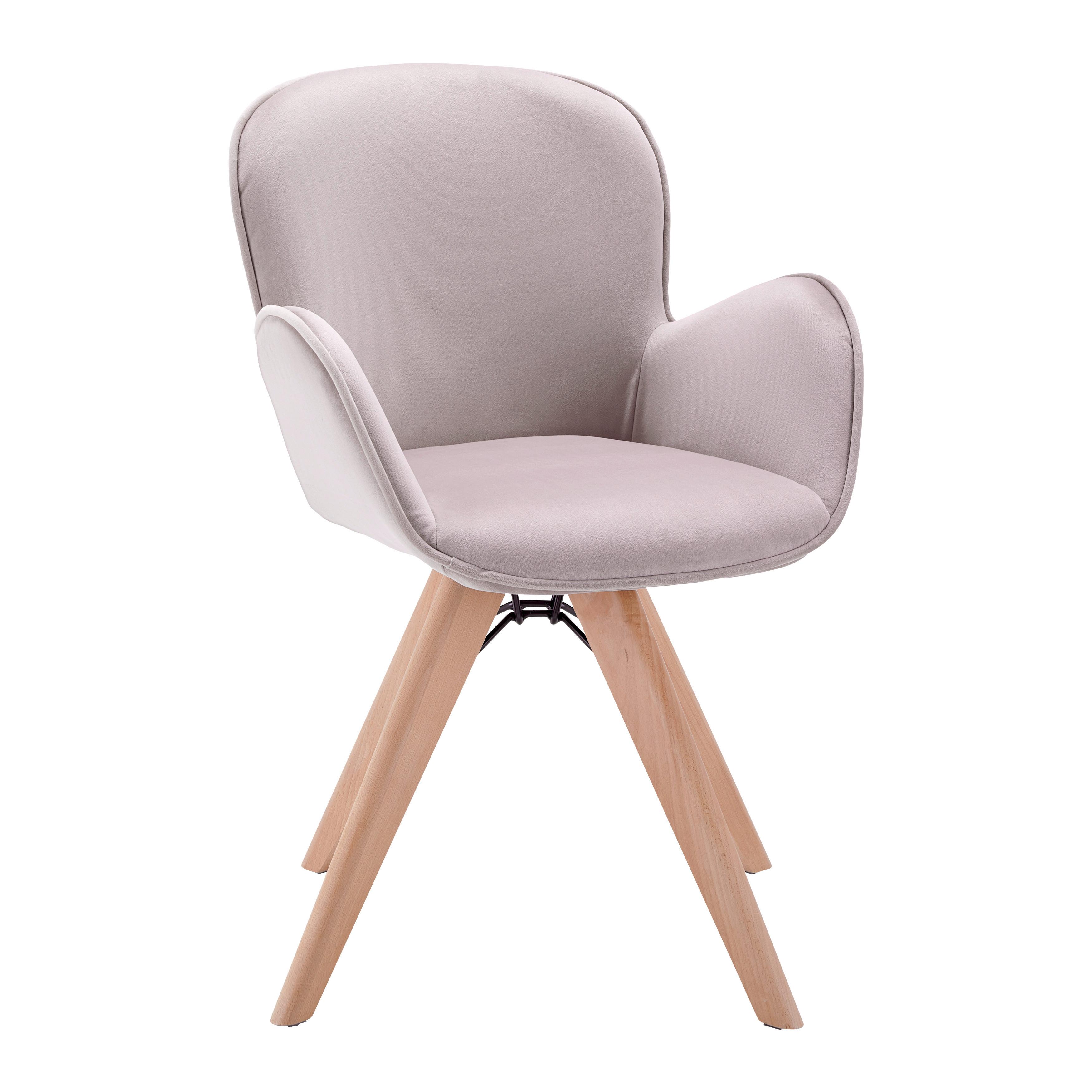 KRZESŁO Z PODŁOKIETNIKAMI LUAN - różowy/kolor bukowy, Modern, metal/drewno (60/84/60,5 cmcm) - Bessagi Home