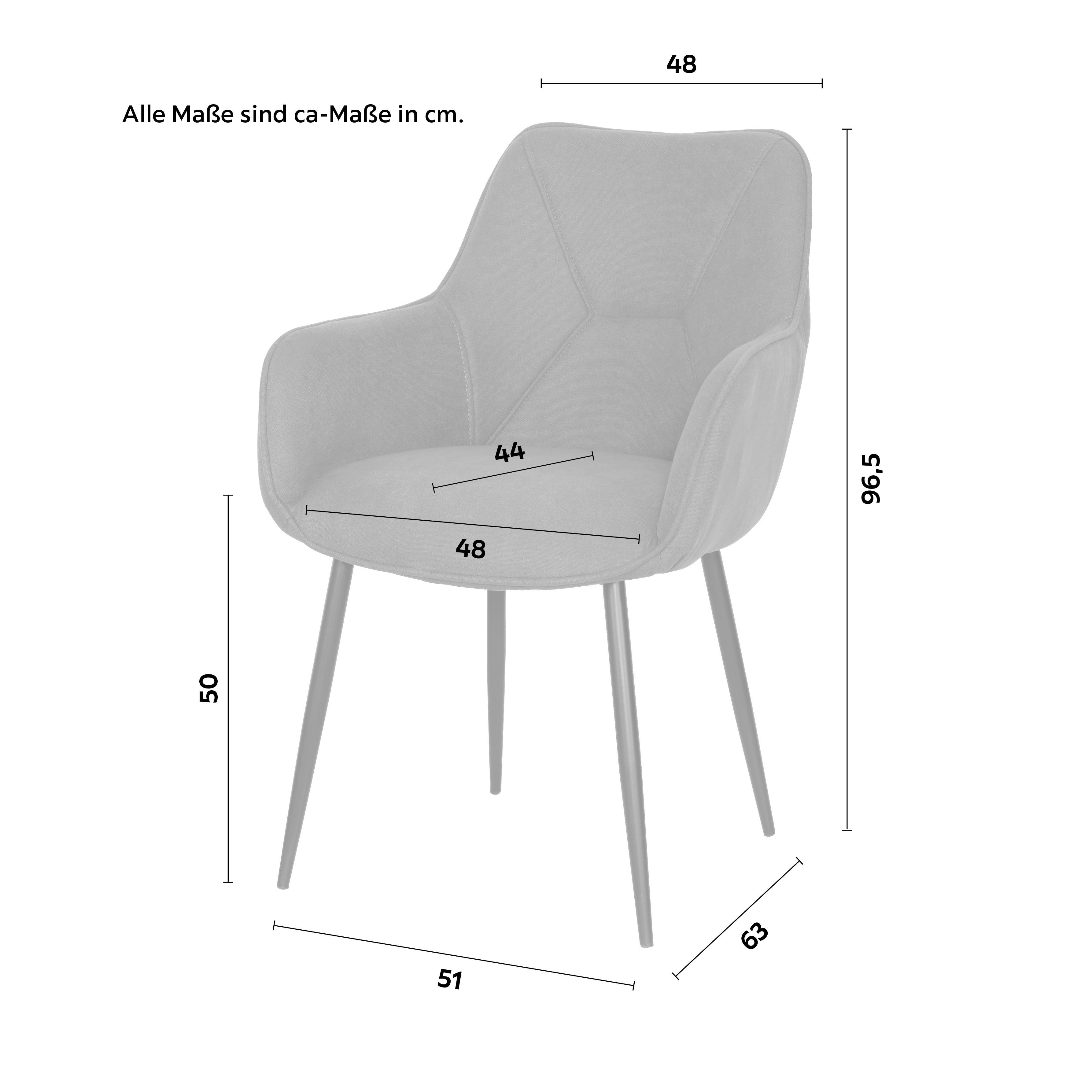 STOL MED ARMSTÖD ELENA -TOP- - grå/svart, Modern, metall/trä (57/85/60cm) - Mömax
