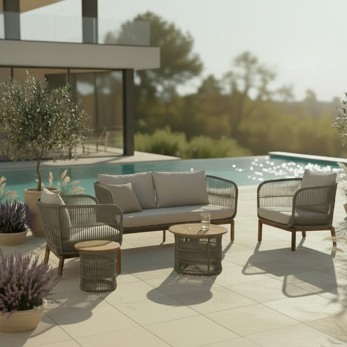 Vrtna Garnitura Malene - prirodne boje/krem, Moderno, drvo/metal (168/70,5/80cm) - Bessagi Garden