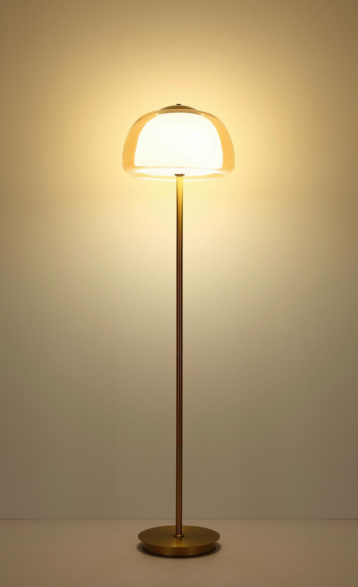 Led Podna Svjetiljka Avila - bijela/zlatne boje, Design, staklo/metal (38/150cm) - Globo