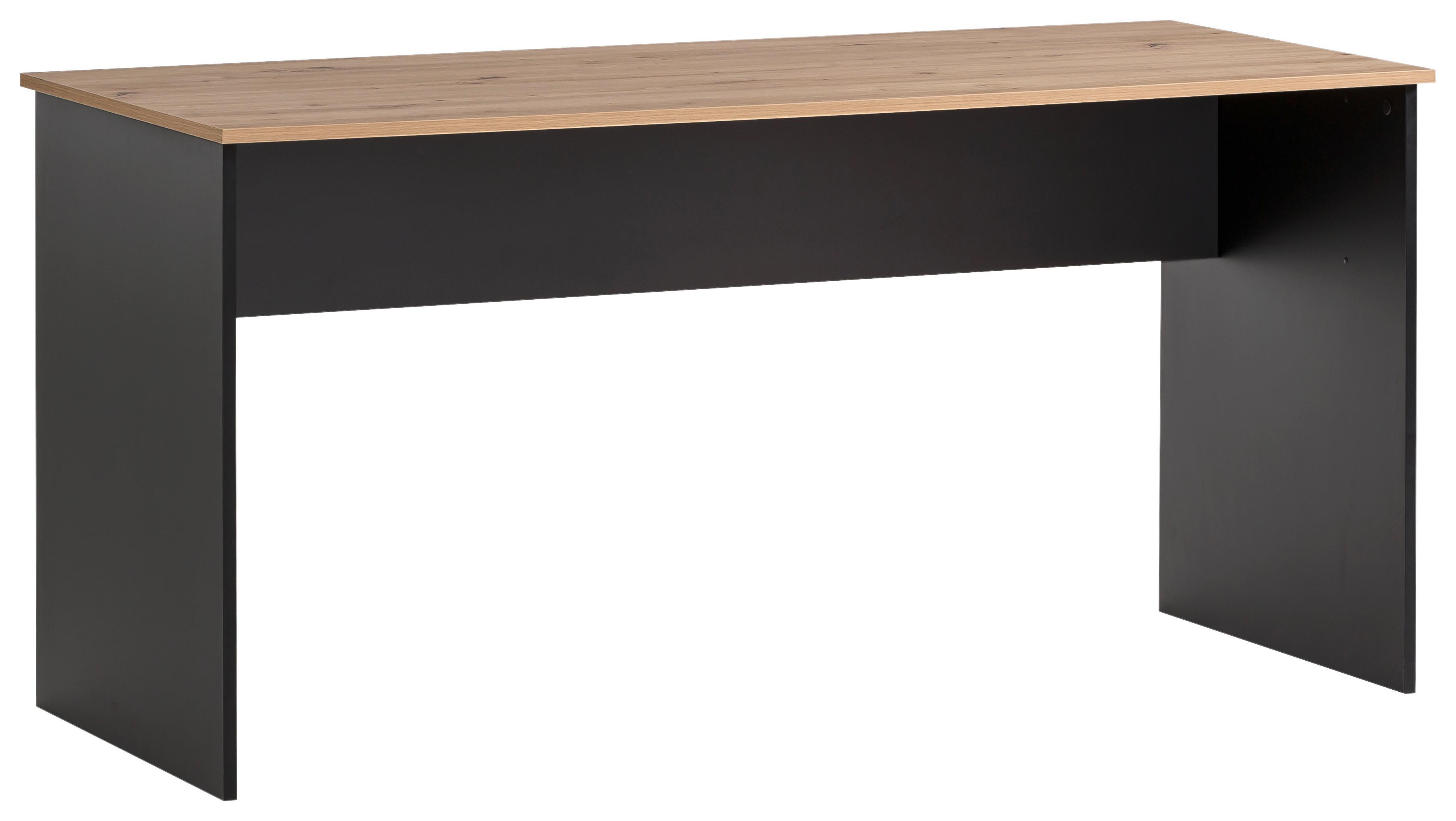 Schreibtisch Aino Schwarz/Eichefarben - Eichefarben/Schwarz, MODERN, Holzwerkstoff (65/150/73,6cm) - MID.YOU