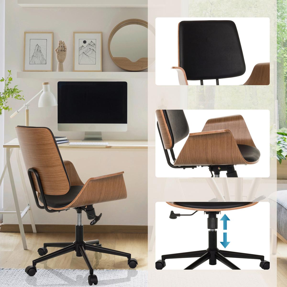 Pisarniški Stol Cenca I, Črna - črna, Moderno, kovina/umetna masa (68/92/63,5cm) - MID.YOU