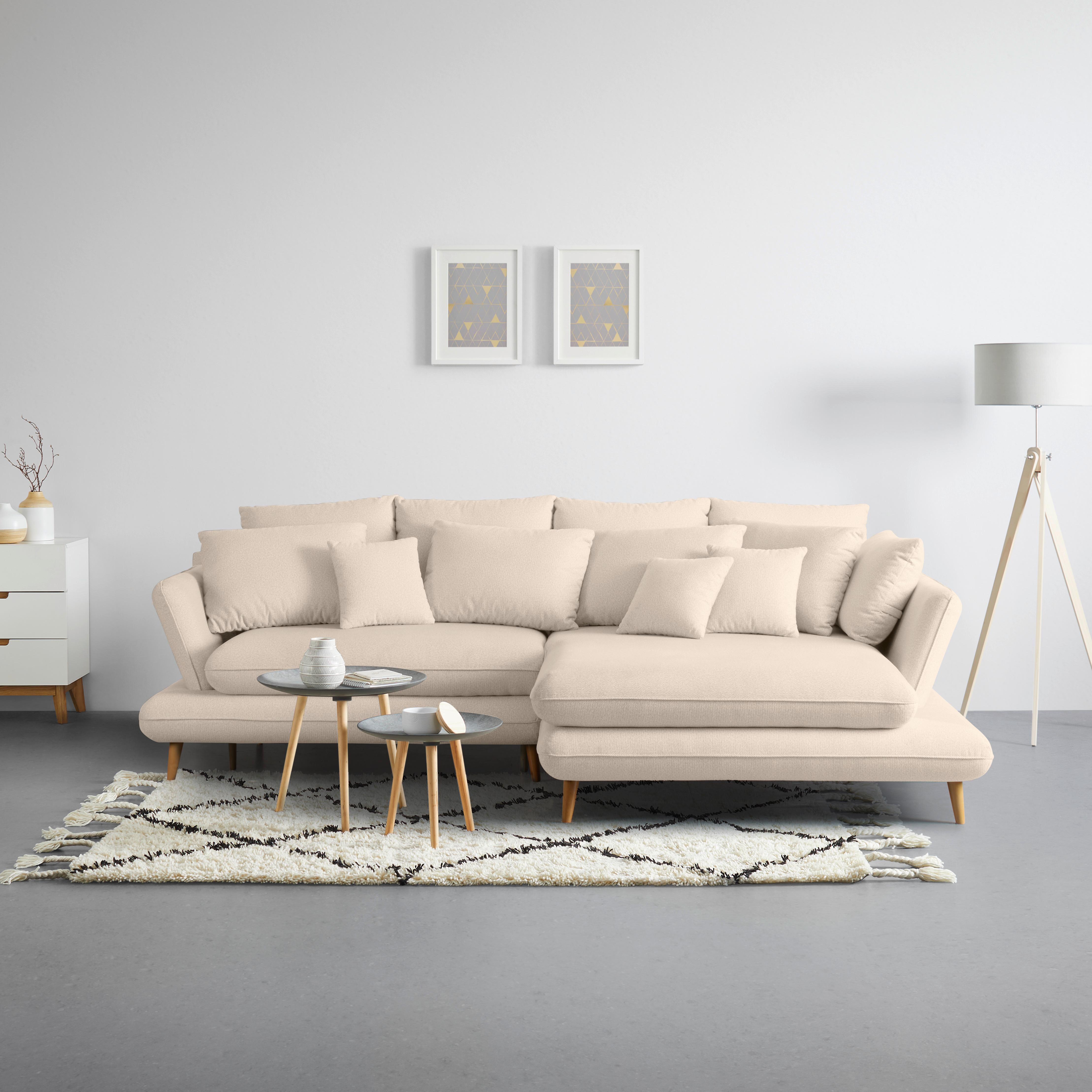 Sedežna Garnitura Monte Z Ležiščem In Predalom - bež/naravne barve, Moderno, tekstil/les (283/181cm) - Premium Living