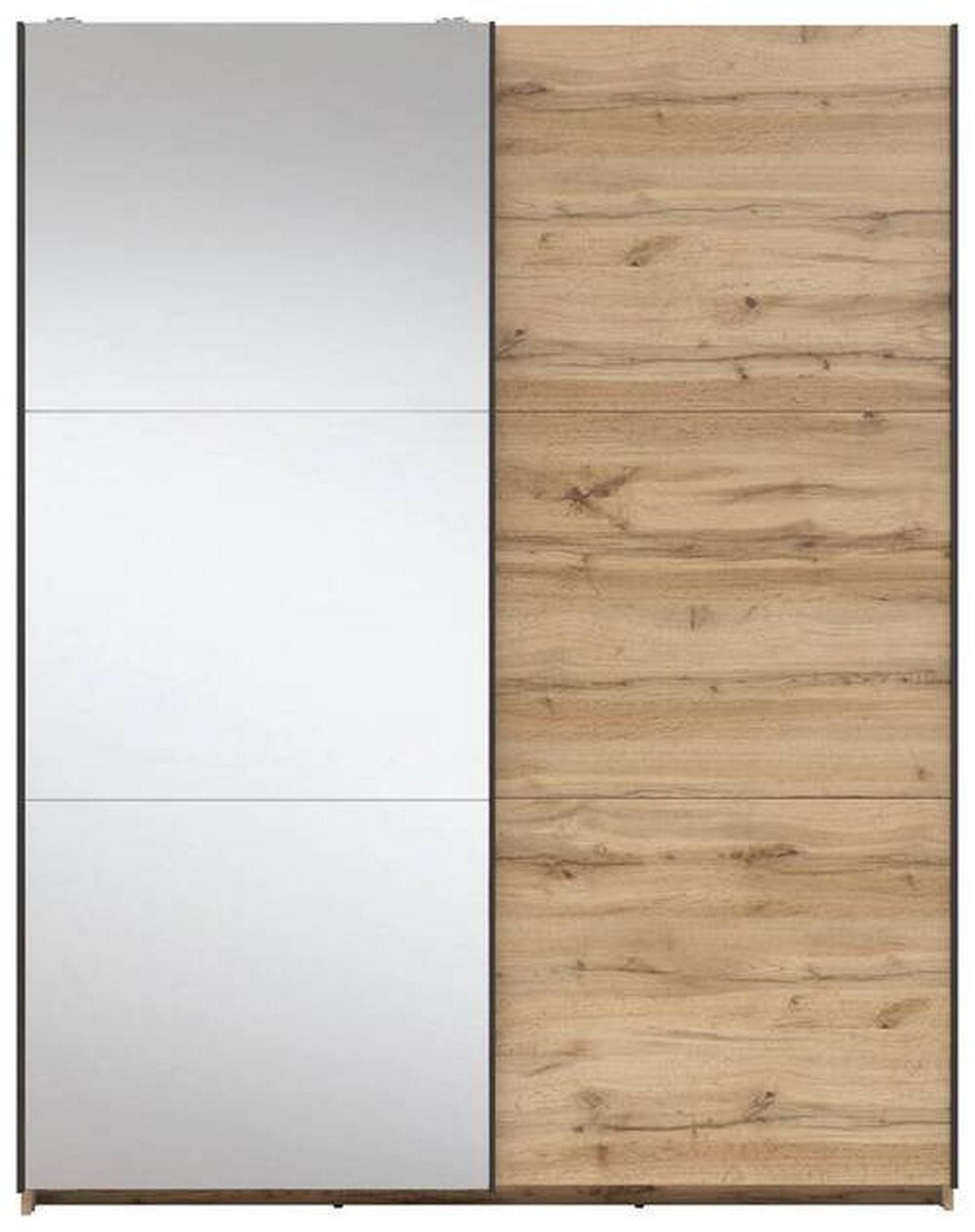 DULAP USI GLISANTE TETRIX - străveziu/stejar Wotan, Modern, sticlă/material pe bază de lemn (153,5/195,5/60cm) - Modern Living