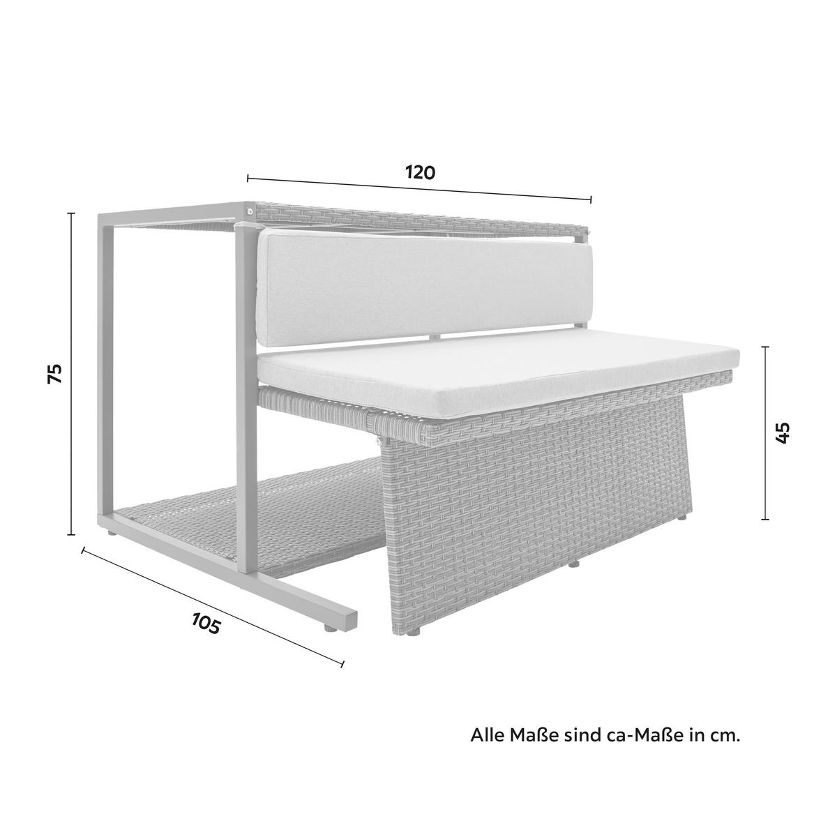Balkonszett Mario Ii - világosszürke/szürke, Modern, műanyag/textil (120/75/105cm) - Bessagi Garden