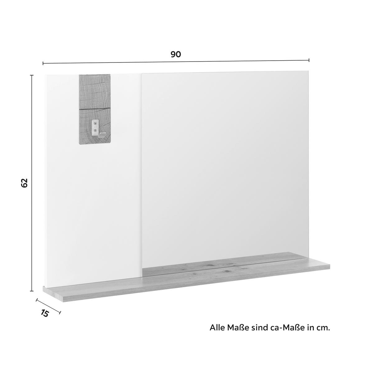 LUSTRO CARA - kolor dębowy/biały, Modern, szkło (90/62/15cm) - Bessagi Home