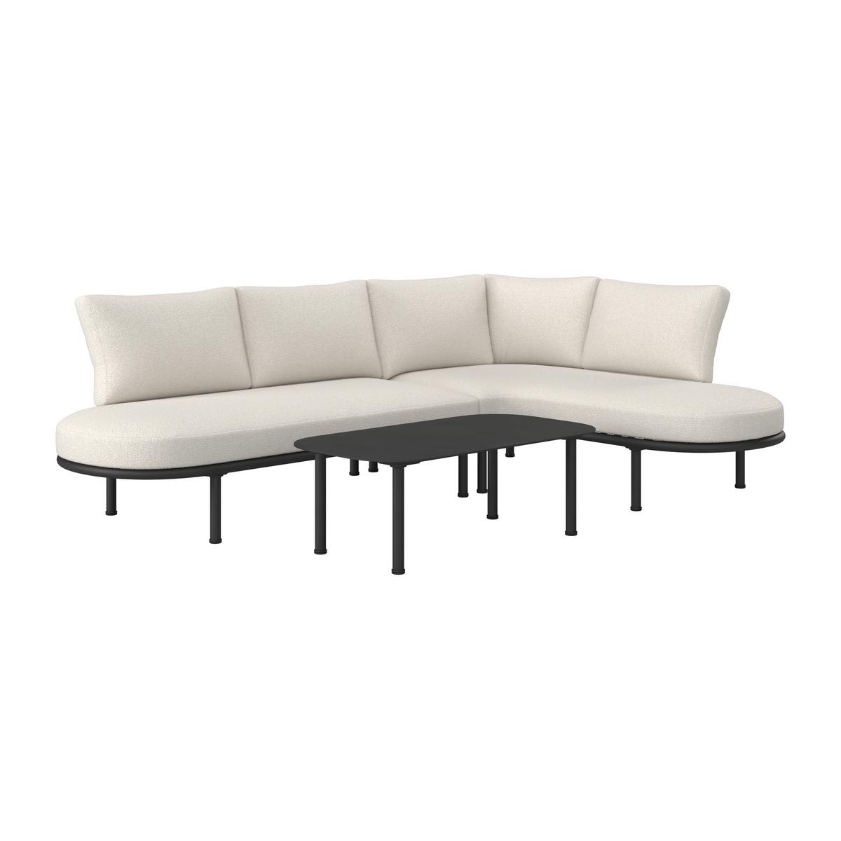 Loungegarnitur Charlotta Creme Metall/Outdoorstoff +Abdeckung - Creme/Schwarz, MODERN, Textil/Metall (242,5/78/75,5cm) - Bessagi Garden