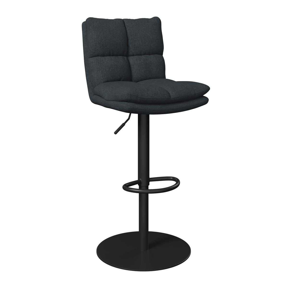 Barhocker Caja Schwarz Struktur Gepolstert - Schwarz, MODERN, Holz/Textil (47/87-107/49cm) - Bessagi Home