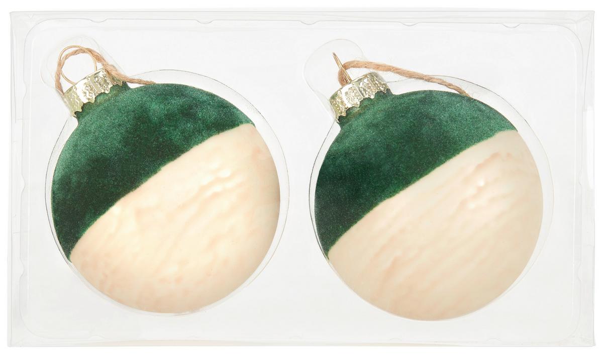 Christbaumkugel-Set Natalya in Grün, 2 Stück - Grün, Glas/Textil (6cm) - Modern Living