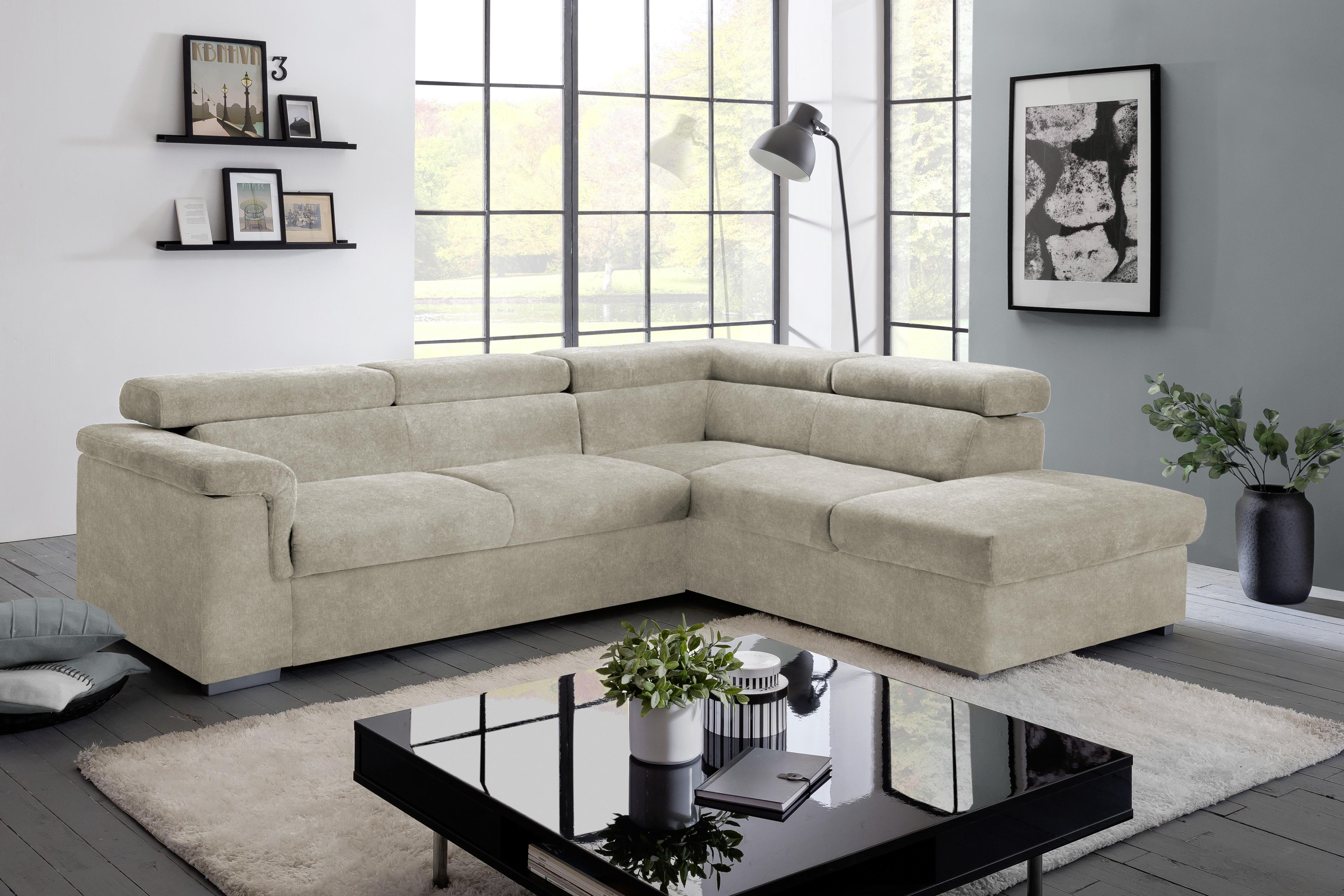 Wohnlandschaft Milla Beige ca. 252x217 cm - Beige, Basics, Holz/Textil (252/217cm) - MID.YOU