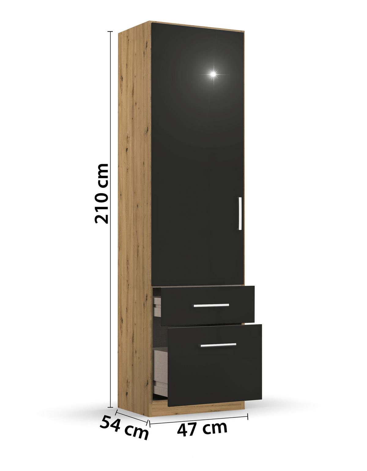 Ormar S Klasičnim Vratima Berlin - siva/hrast Artisan, Moderno, drvni materijal/plastika (47/210/54cm) - Modern Living