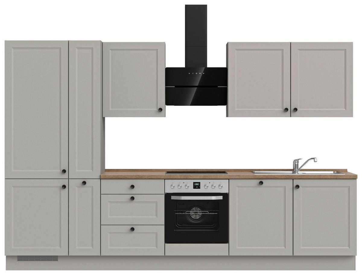 Küchenblock Cascada High m. Geräten Grau - Eiche dunkel/Schwarz, MODERN, Holzwerkstoff/Metall (330cm) - Nobilia