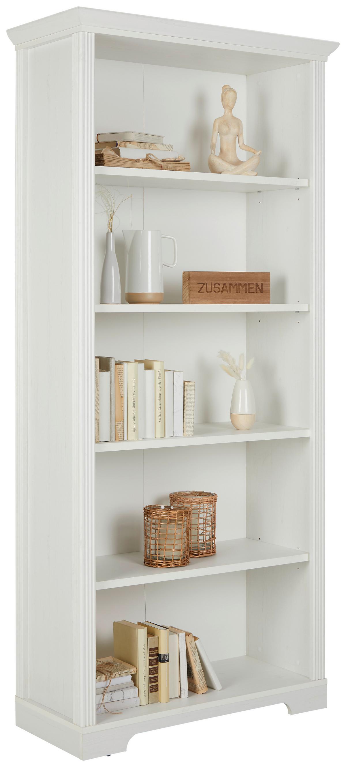 étagère in Weiss/Pinienfarben - couleur de pin/blanc, Romantik / Landhaus (93/204/41cm) - Zandiara