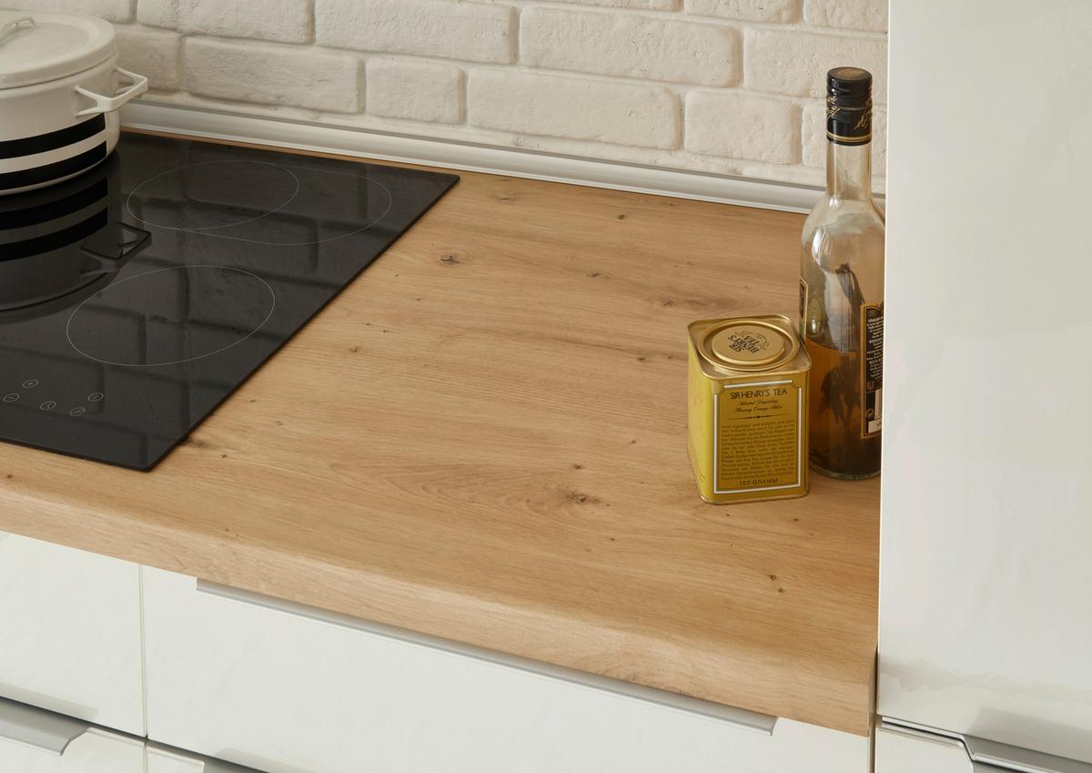 Eckküche Marleen mit Geräten Weiß Hochglanz ca. 340x170cm - Weiß Hochglanz/Alufarben, LIFESTYLE, Holzwerkstoff/Kunststoff (170/340cm) - Respekta