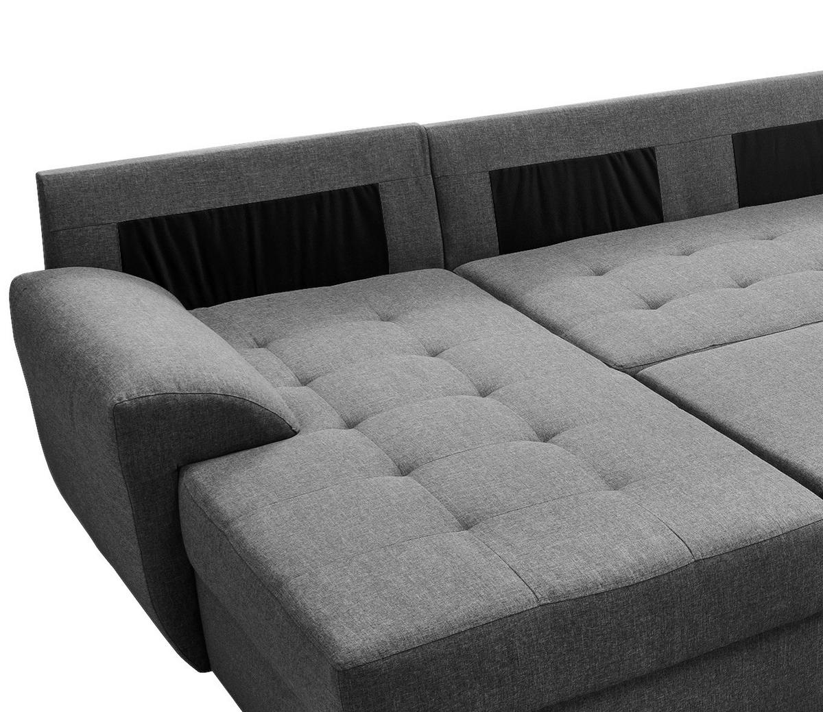 DUŻY NAROŻNIK MADRID R - czarny/kolor aluminiowy, Konventionell, metal/tkanina (156/292/218cm) - Livetastic