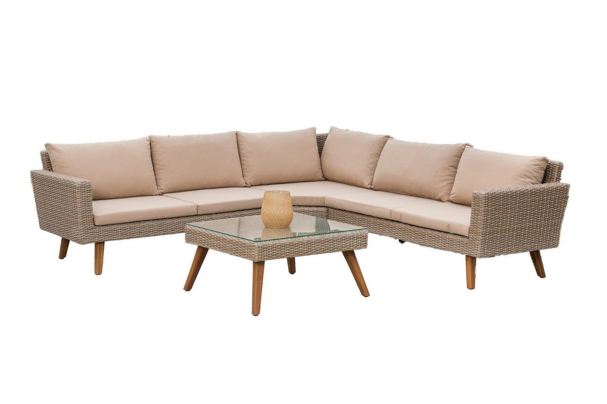 Lounge Garnitura Pamplona, Naravna Barva, Z Blazinami - naravne barve, Konvencionalno, kovina/umetna masa - Gardenson