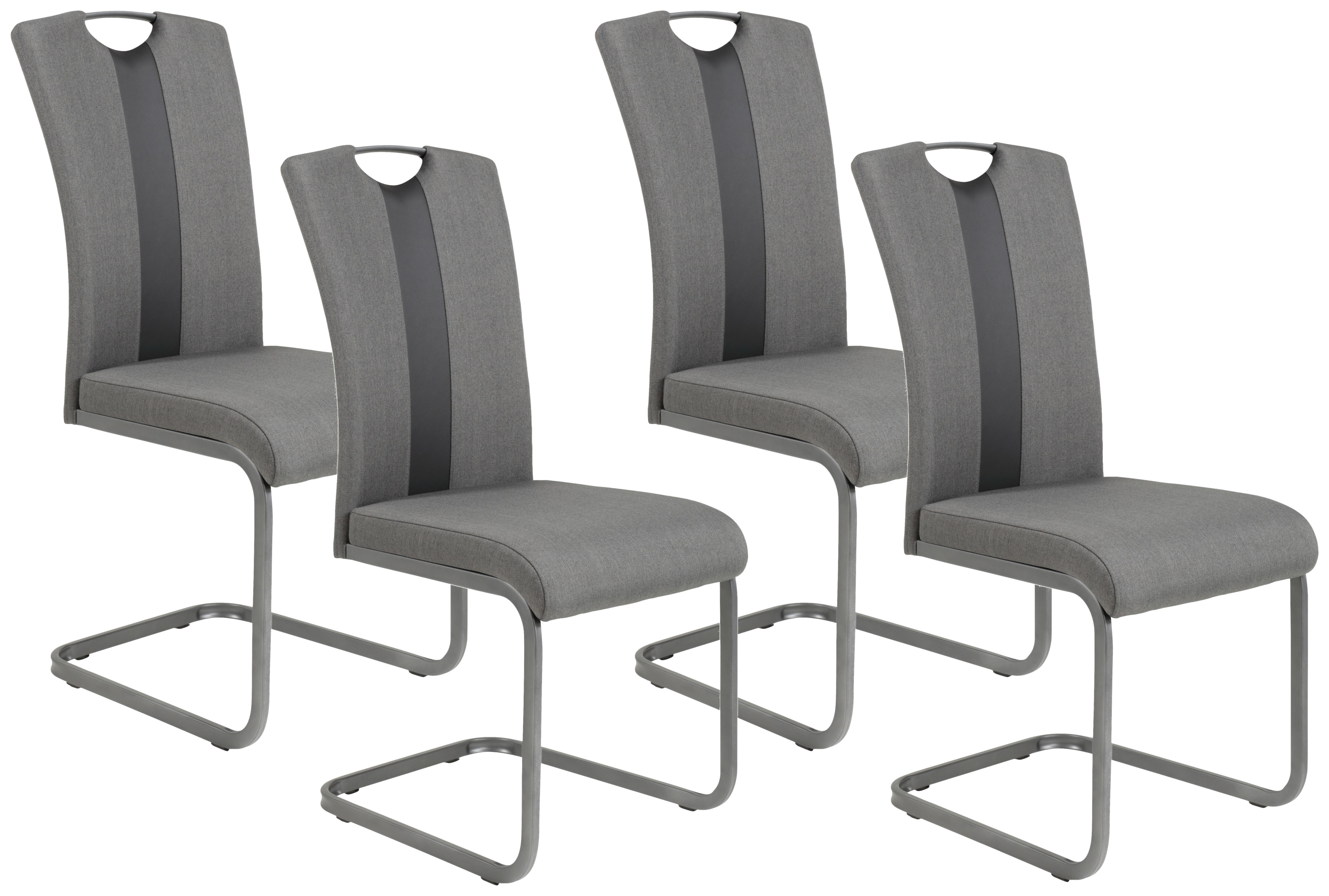 Schwingstuhl Amber Grau 2er-Set - Anthrazit/Grau, MODERN, Textil/Metall (43/98/56cm) - MID.YOU