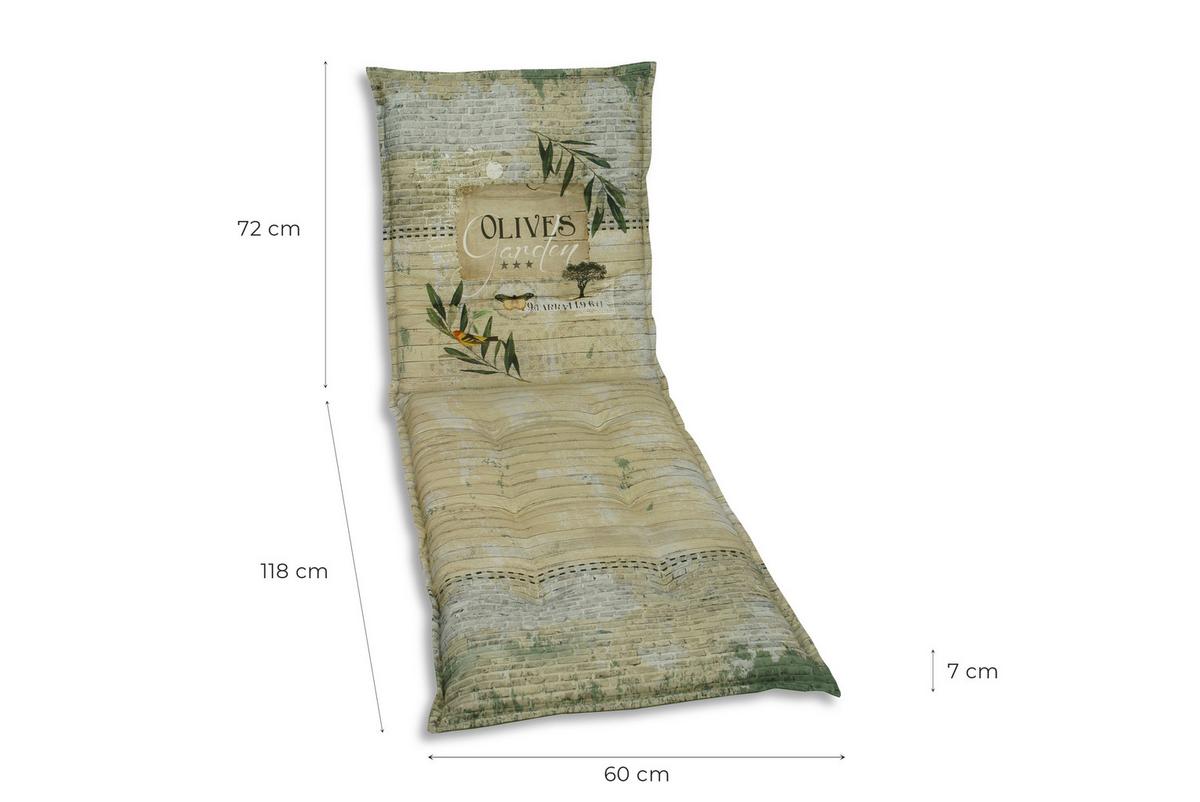 Liegenauflage Olive Hellgrün ca. 60x7x190cm - Hellgrün/Grün, Basics, Textil (60/7/190cm)