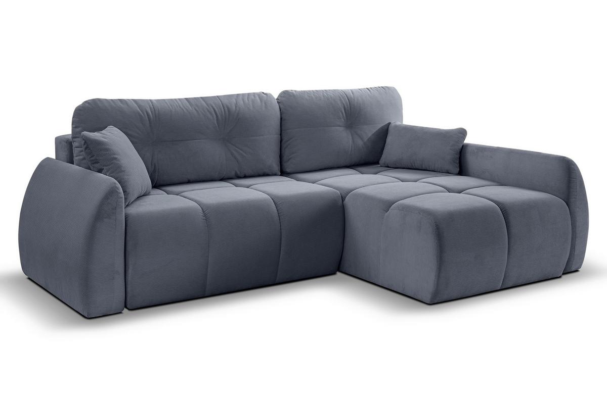 Ecksofa Sancho Long Blaugrau - Blaugrau/Schwarz, Basics, Holz/Kunststoff (255/155cm) - MID.YOU
