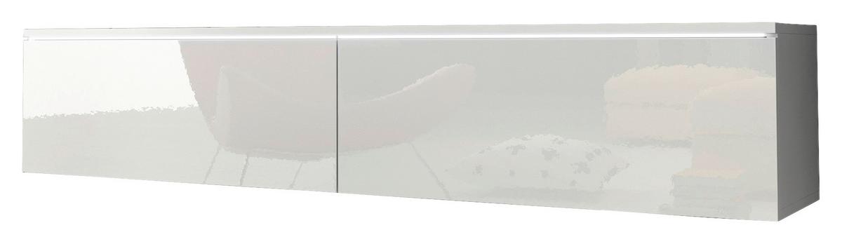 Nizka Omarica Lowa, Bela, Visoki Sijaj, Led - siva/bela, Trendi, umetna masa/leseni material (140/30/33cm) - P & B