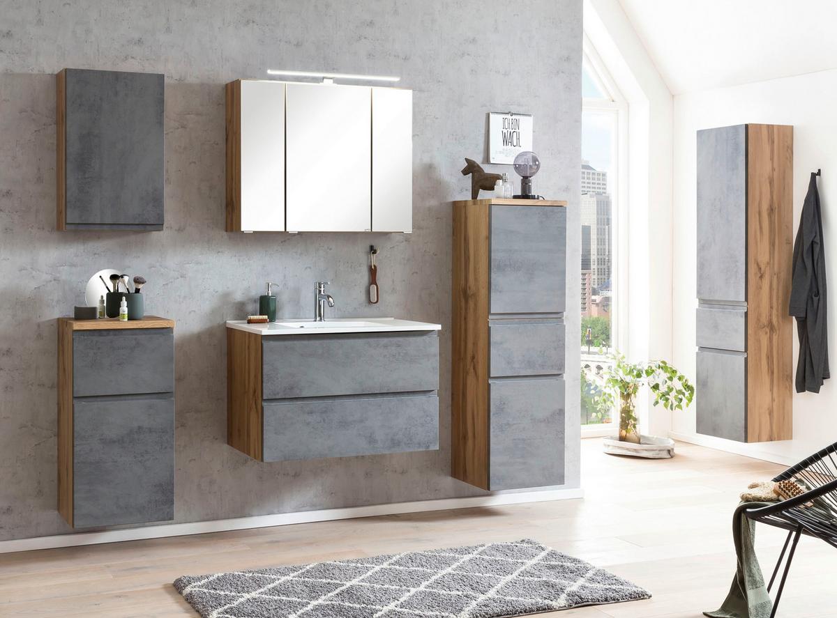 Midischrank Varese ca. 40x130 cm Hellgrau/Eiche - Eiche Wotan/Hellgrau, MODERN, Holzwerkstoff (40/130/35cm) - Held