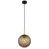 Hängeleuchte Fitz in Gold/Schwarz max. 9 Watt - Goldfarben/Schwarz, KONVENTIONELL, Kunststoff/Metall (25/120cm) - Globo