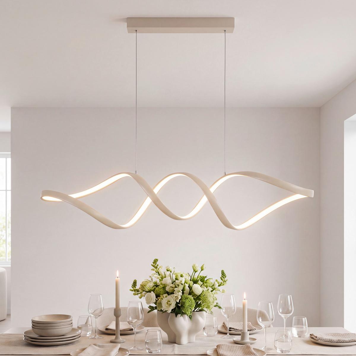 LAMPA WISZĄCA LED BROWNSVILLE *SBN* - kolor piaskowy, Design, tworzywo sztuczne/metal (100/22/120cm) - Novel