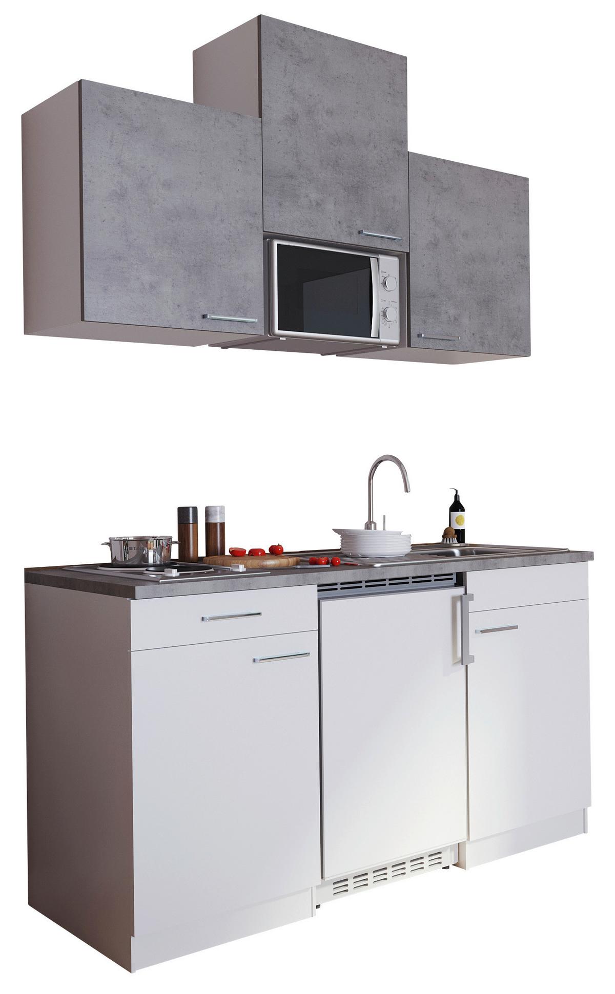 Majhna Kuhinja Z Aparati Economy, Bela, Siva - siva/bela, Konvencionalno, umetna masa/leseni material (150cm) - Respekta