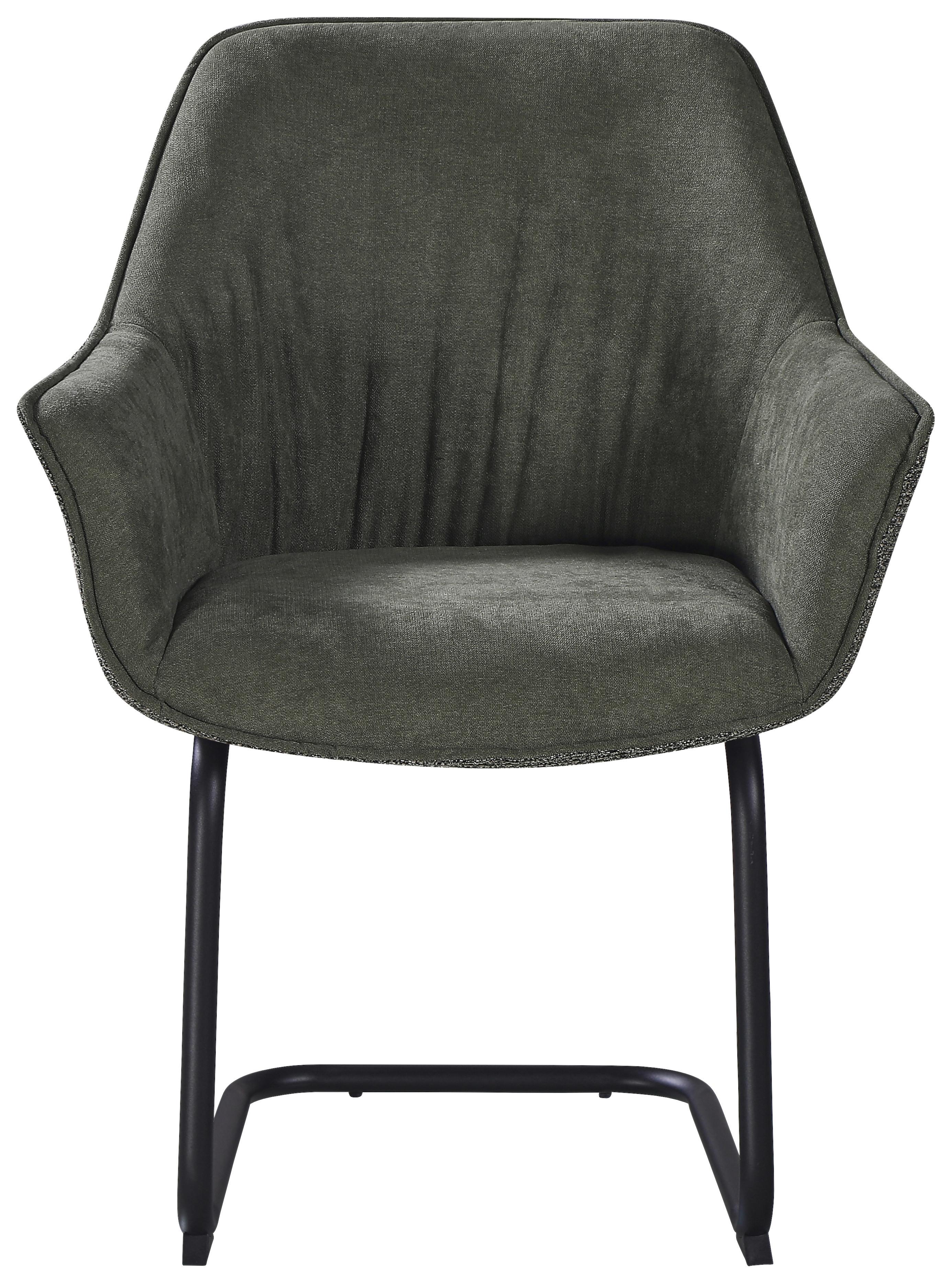 Armlehnstuhl Nova Grün - Schwarz/Grün, MODERN, Textil/Metall (64/87/60cm) - Premium Living