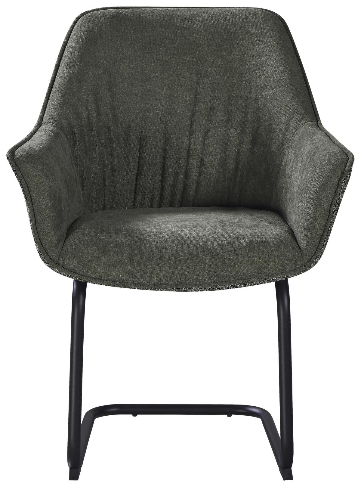Armlehnstuhl Nova Grün - Schwarz/Grün, MODERN, Textil/Metall (64/87/60cm) - Premium Living