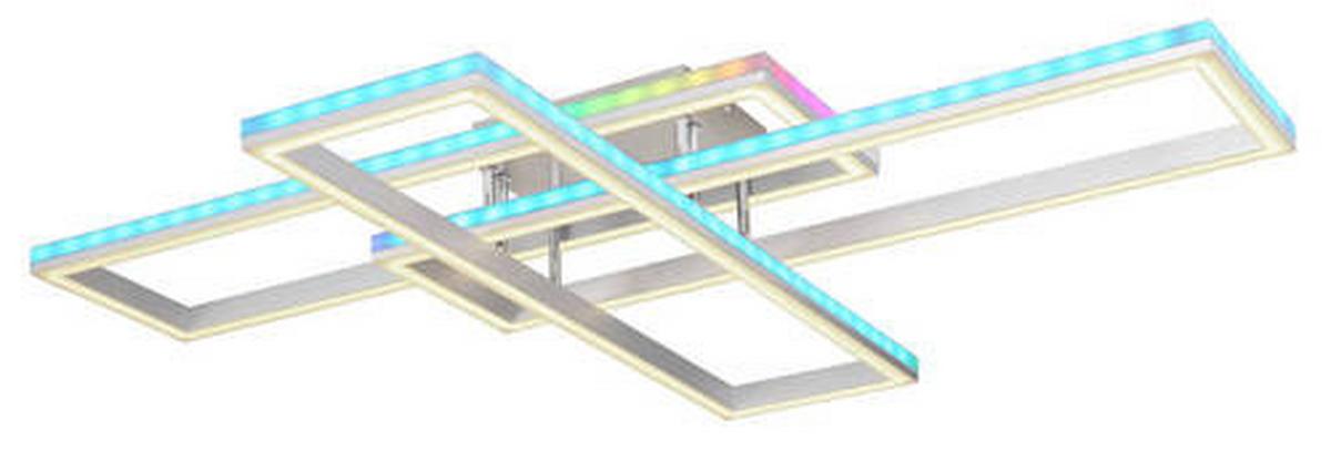 LED-Deckenleuchte Salmos Opal/Silberfarben max. 50 Watt - Silberfarben/Opal, Design, Kunststoff/Metall (100/69,5/13,5cm) - Globo