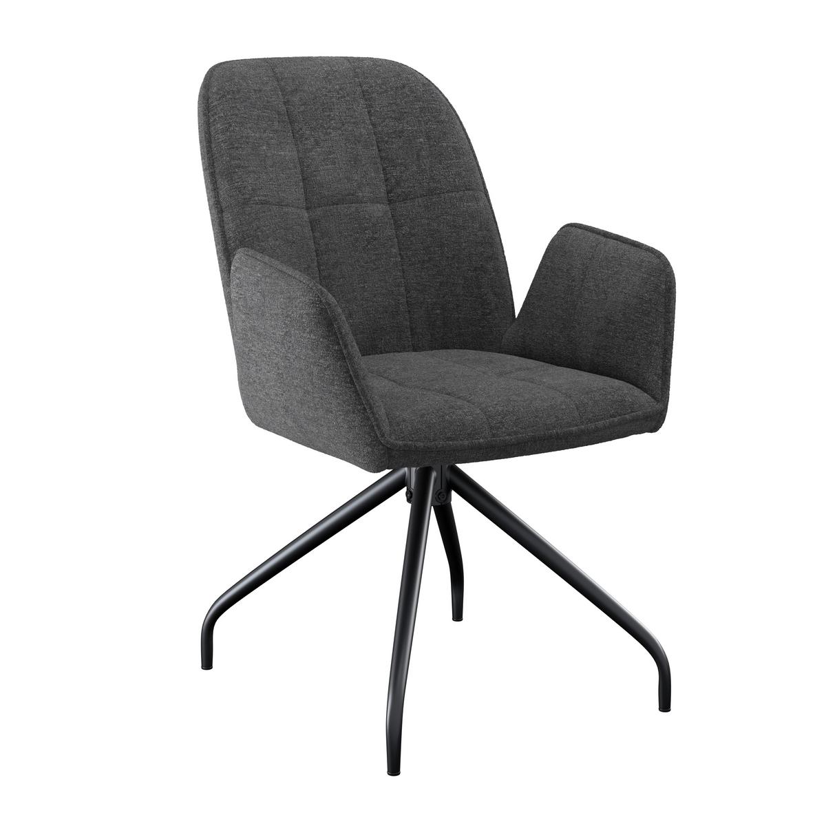 Naslanjač Fria, Temno Siva, Vrtljiv - temno siva/črna, Konvencionalno, kovina/tekstil (59/86/62cm)