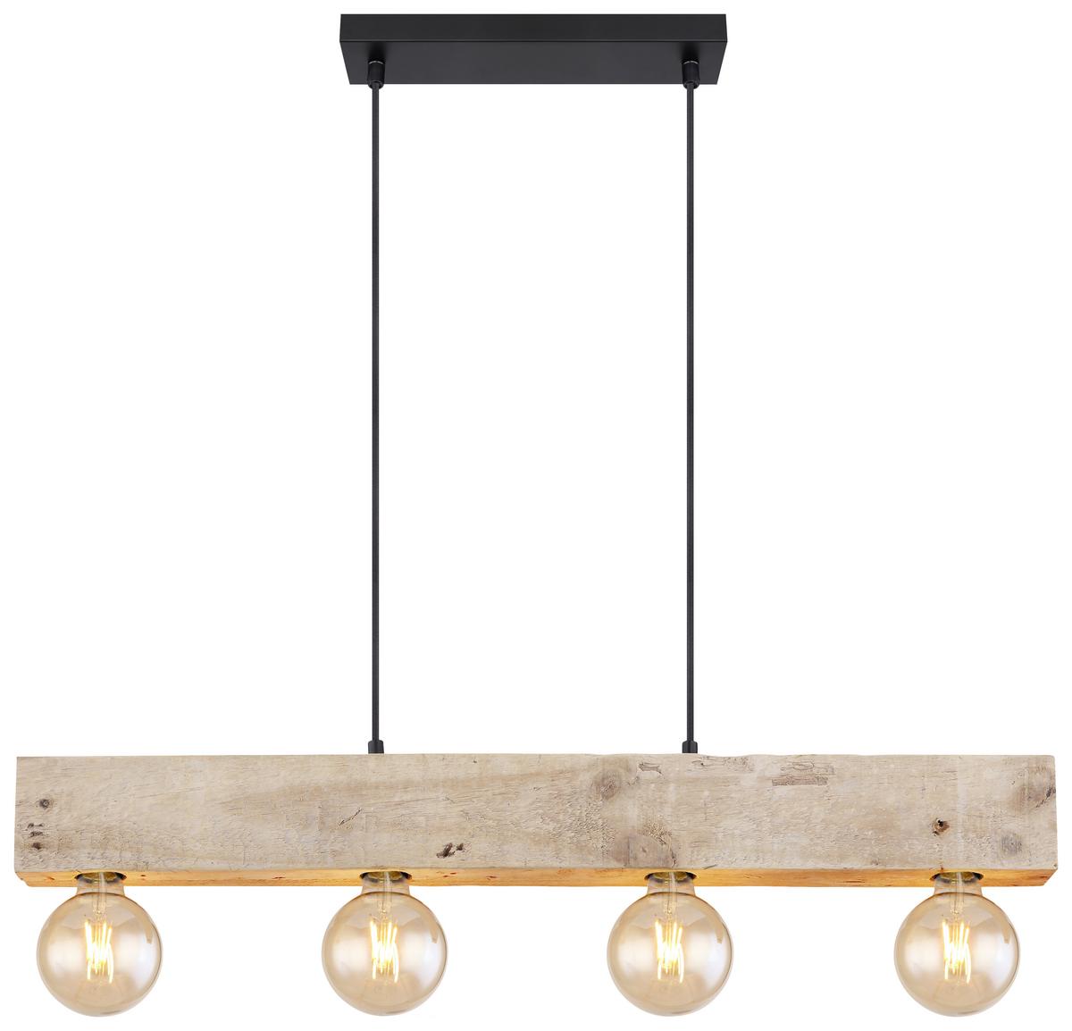 Viseča Svetilka 15455-4h Adalie - črna/temno rjava, Natur, kovina/tekstil (80/6/120cm) - Globo