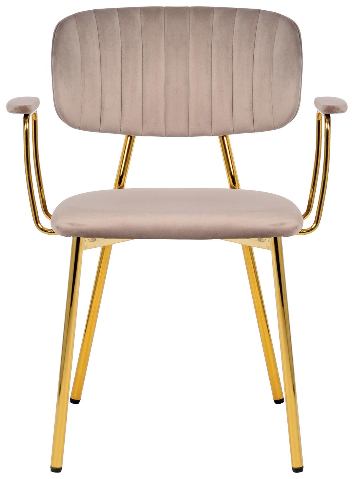 STUHL-SET GISELLE 225 - Taupe/Goldfarben, Design, Kunststoff/Metall (63/80/51cm) - Kayoom