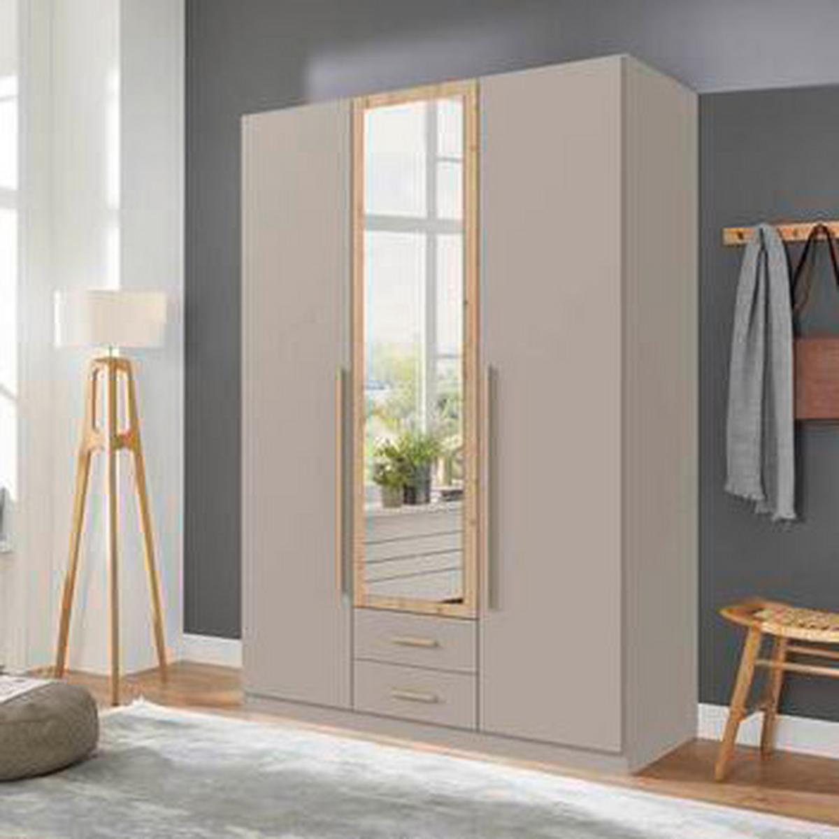 Drehtürenschrank Marburg Eiche Artisan/Grau/Sahara - Eiche Artisan/Grau, Konventionell, Glas/Holzwerkstoff (135/199/58cm) - Mömax