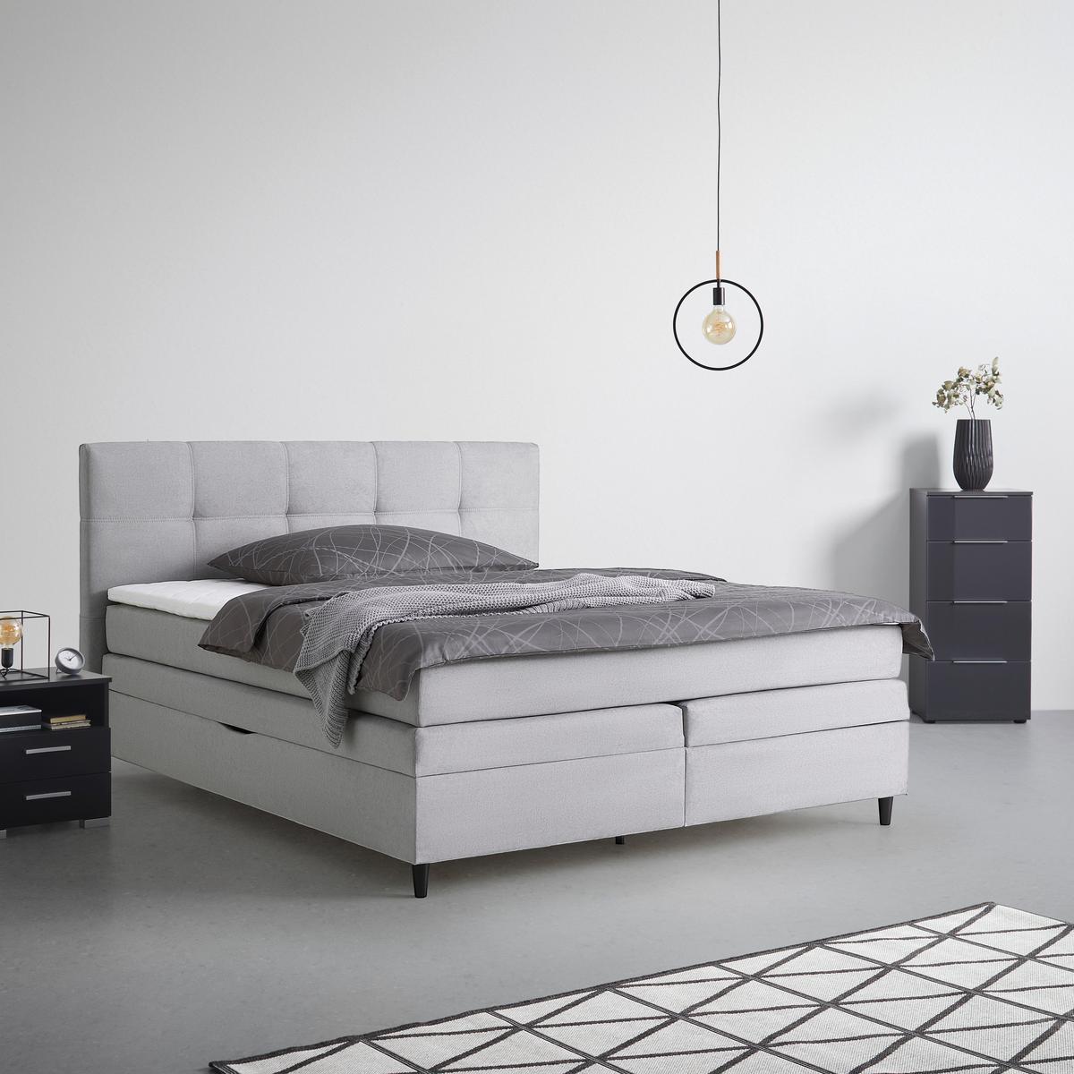 Boxspringbett Miami in Grau ca. 180x200cm - Schwarz/Grau, KONVENTIONELL, Holz/Holzwerkstoff (180/200cm) - Mömax