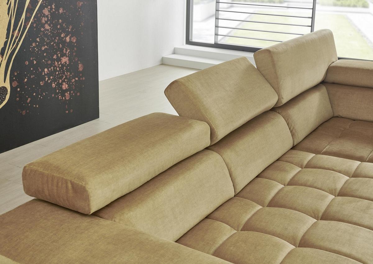 Sarokgarnitúra Solero - aranyszínű, Lifestyle, műanyag/faalapú anyag (298/233cm) - Premium Living