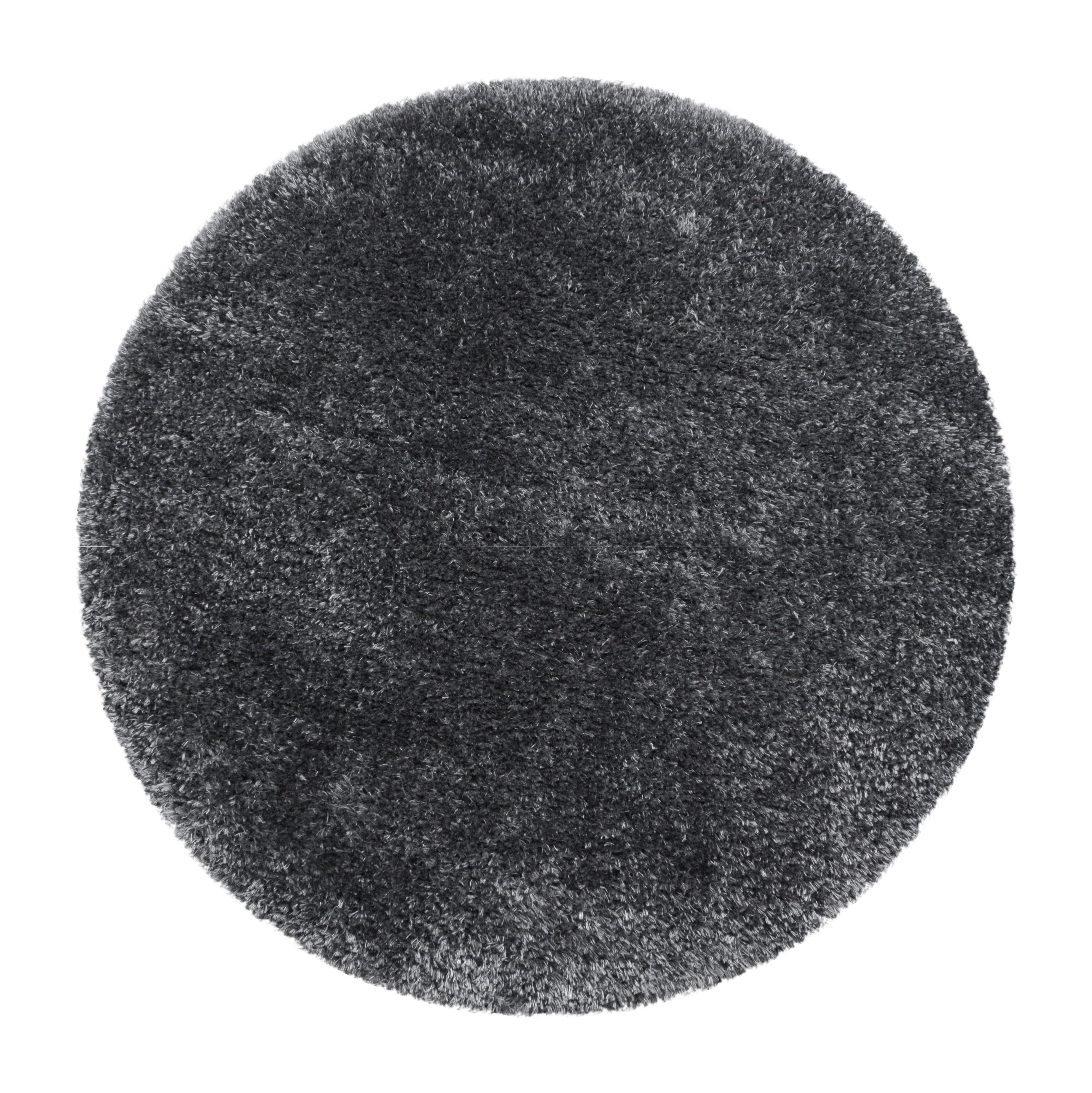 Hochflorteppich Brilliant Grau Ø ca. 120cm - Grau, Basics, Textil (120cm)