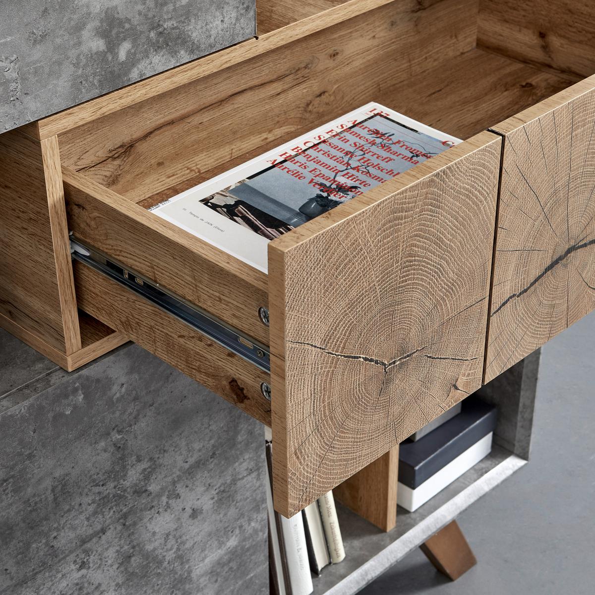 HIGHBOARD in grau "Casper" - Eichefarben/Grau, Modern, Holz (100/133,5/40cm) - Bessagi Home