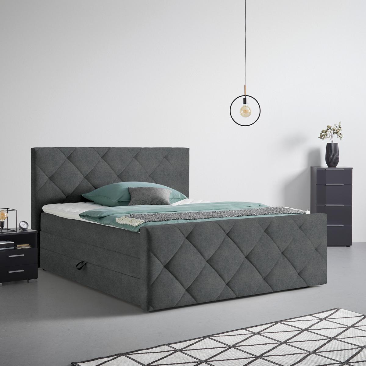 Boxspringbett Adele Anthrazit ca. 180x200cm - Anthrazit, KONVENTIONELL, Holz/Holzwerkstoff (180/200cm) - Mömax