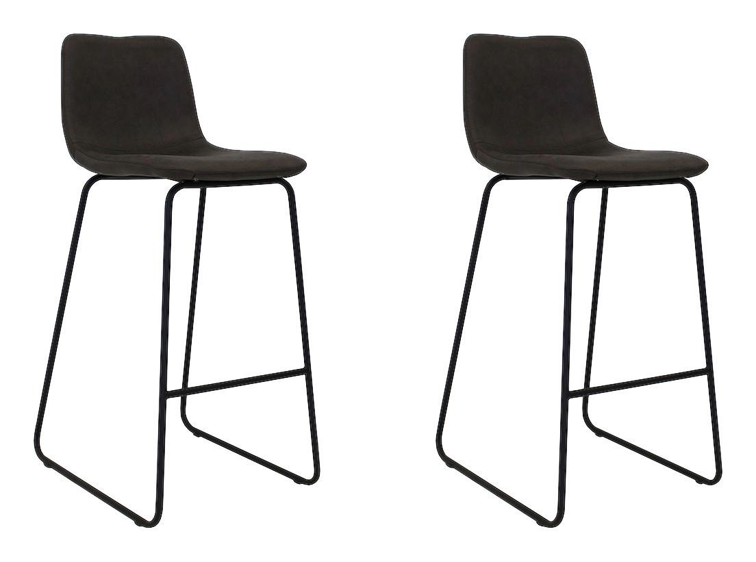 Barhocker-Set Byron Lederoptik ca. 48x102 cm 2er-Set Schwarz - Anthrazit/Schwarz, LIFESTYLE, Kunststoff/Metall (48/102/54cm) - MID.YOU