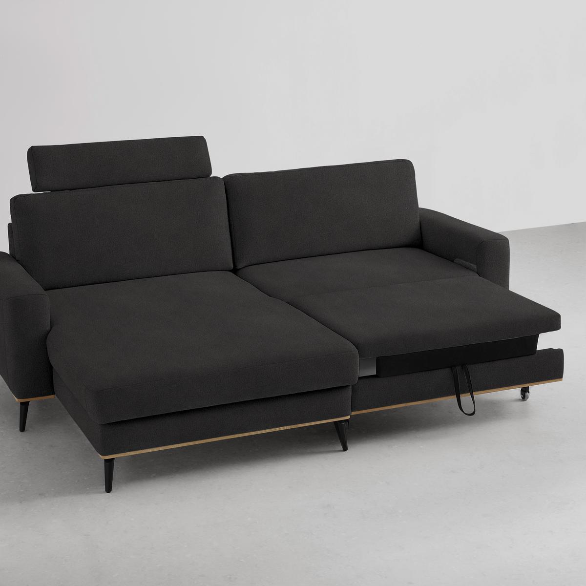 Wohnlandschaft Romeo Dunkelgrau - Dunkelgrau/Schwarz, KONVENTIONELL, Textil/Metall (167/87/234cm) - Zandiara