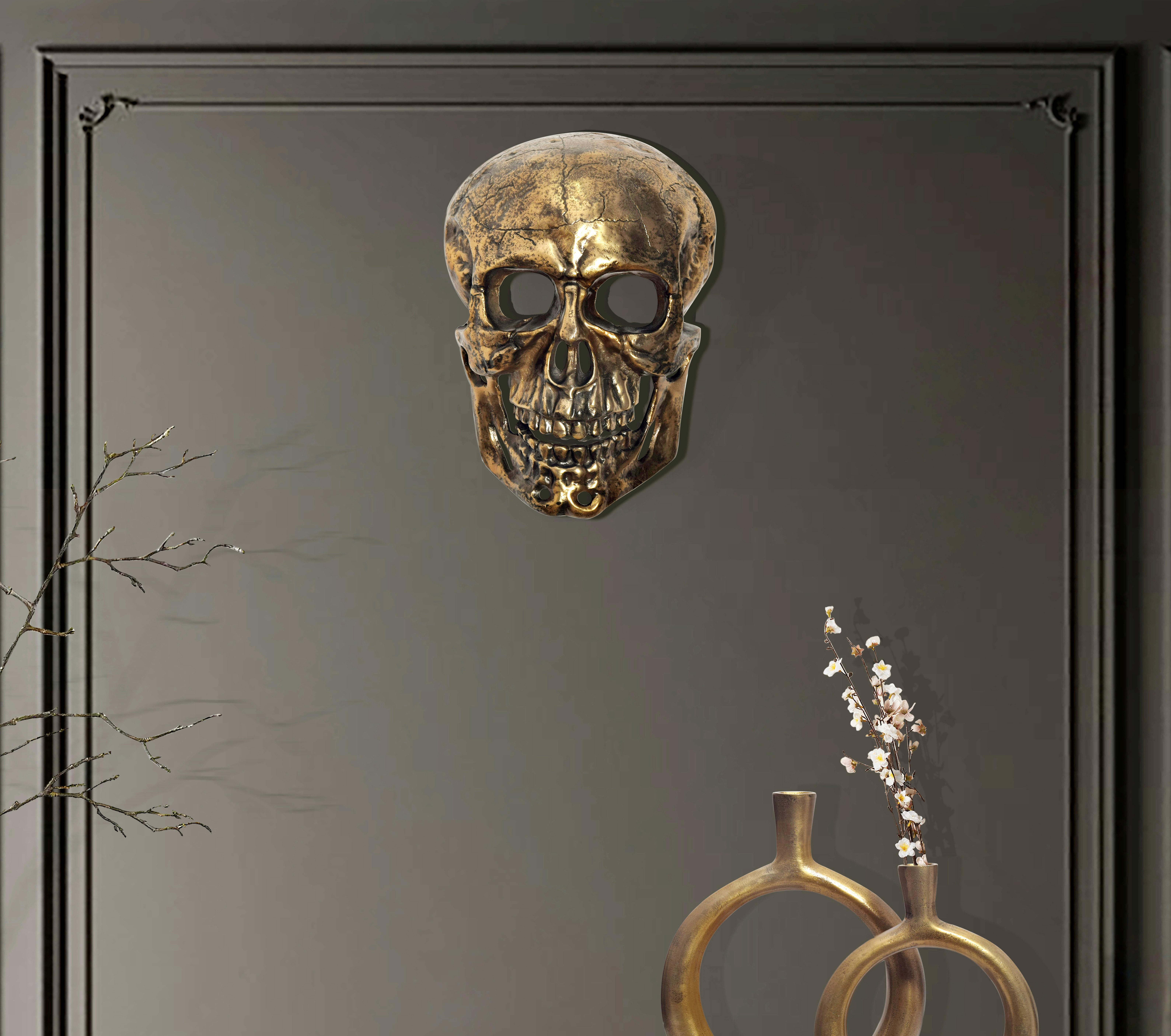 WANDDEKO WANDDEKO SCHÄDEL GOLD - Goldfarben, Design, Metall (30/41/15,5cm) - Livetastic