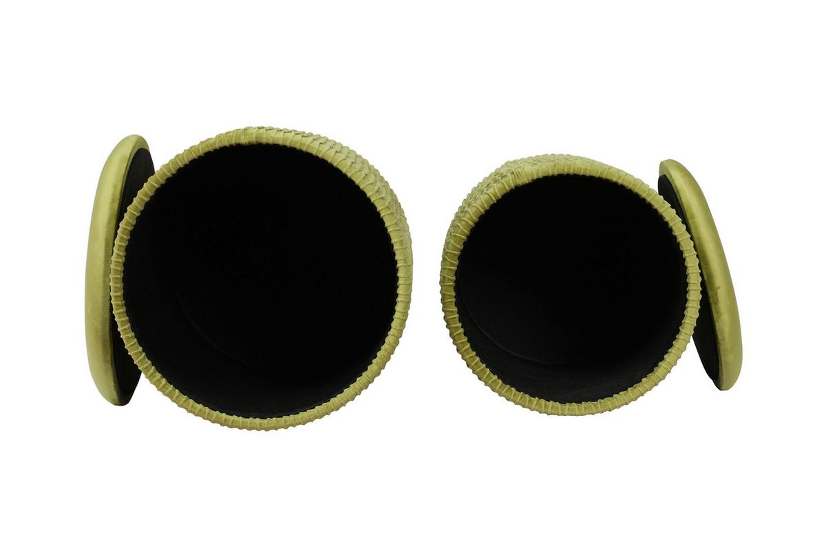 Hockerset Zora 425 - Goldfarben/Hellgrün, Design, Textil/Metall (31,5/36/38/44/31,5/36cm) - Kayoom