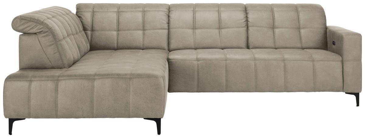 Ecksofa Panama links Grau - Schwarz/Grau, KONVENTIONELL, Textil/Metall (216/89-102/304cm) - Premium Living
