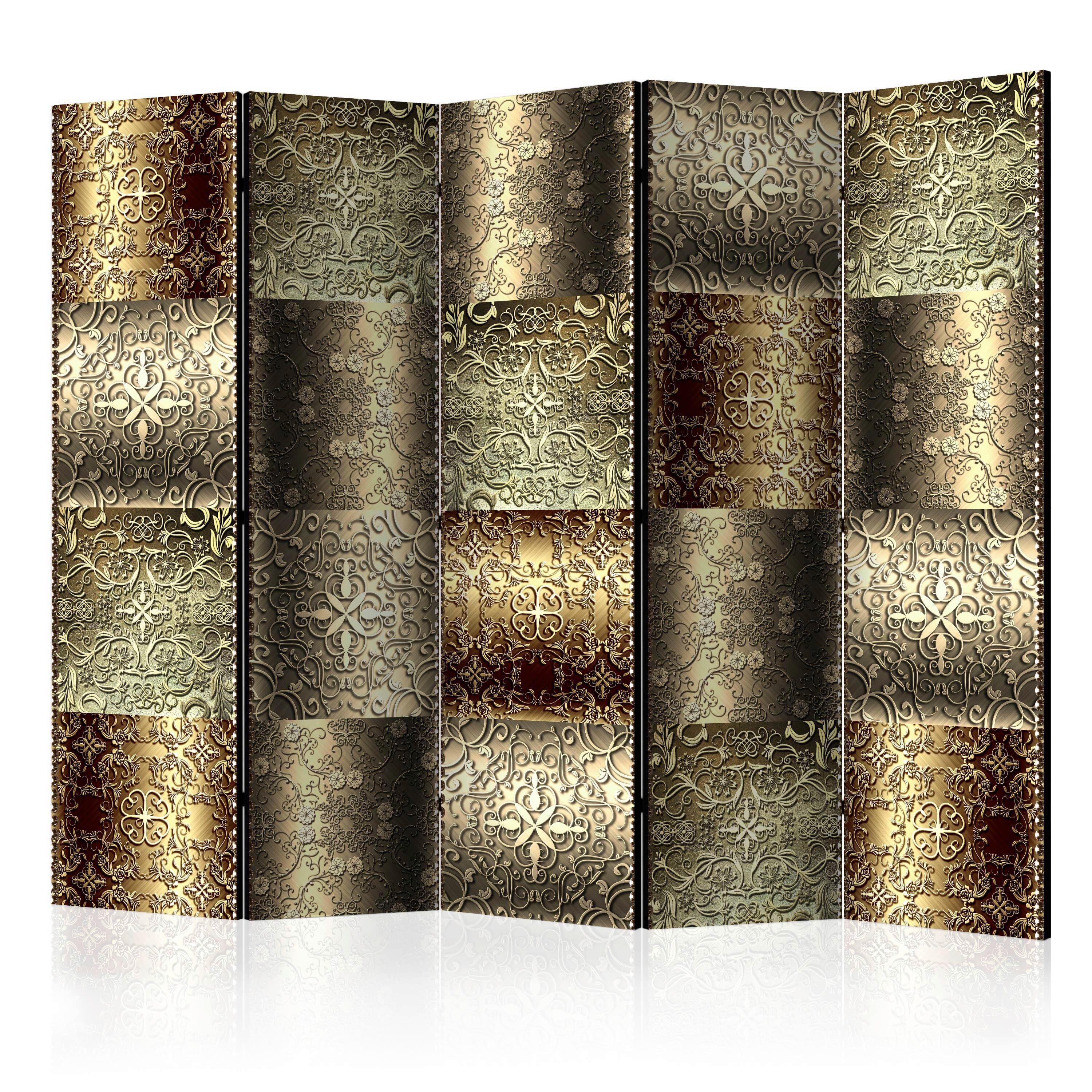 Paravan Metal Plates I, 5-Delni, Dvostranski - večbarvno, Basics, tekstil/les (225/172/3cm) - artgeist