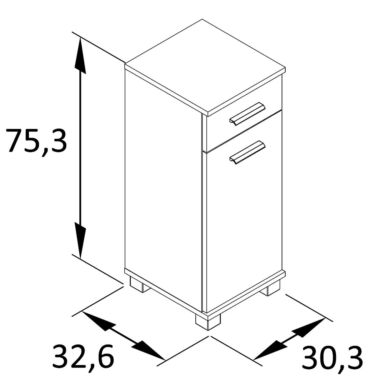 Spodnja Omarica Katta, Antracit, Barva Hrasta - črna/barve hrasta, Moderno, kovina/umetna masa (30,3/75,3/32,6cm) - Stylife