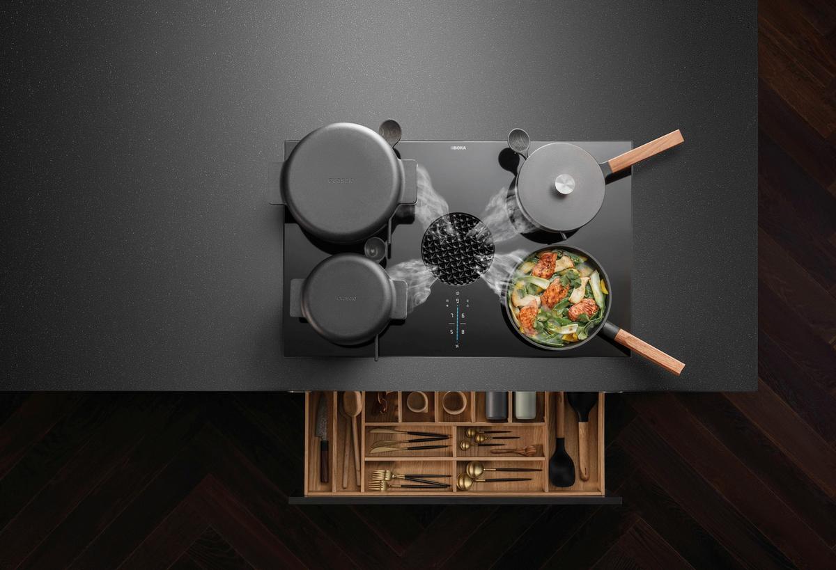 KOCHFELD-DUNSTABZUG-KOMBI 40.002.162 - Schwarz, Konventionell, Glas/Metall (83/19,9/51,5cm) - Bora